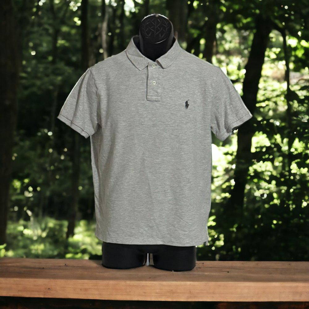 Polo by Ralph Lauren Short Sleeve Polo Shirt, Solid Gray, Large (P021324-2)